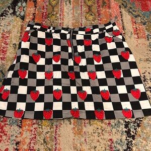 Hell Bunny Strawberry Checkered Women's Skirt